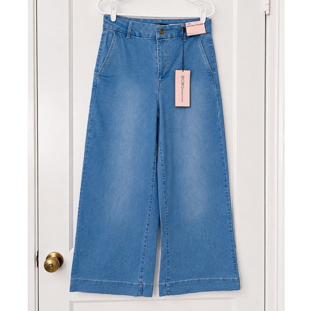 BCBGeneration High Rise Trouser Jeans Women’s 11/30 Wide Leg Light Wash NWT